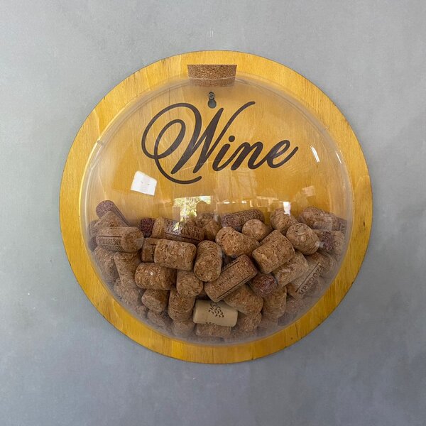 Bolha Porta-rolhas Wine Em Pinus Cereja E Acrílico - 35cm Com