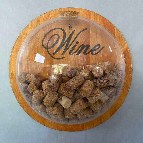 Bolha Porta-rolhas Wine Em Pinus Stain E Acrílico - 35cm Stain