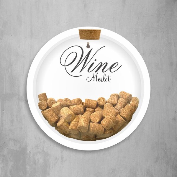 Bolha Porta-rolhas Wine Merlot Mdf Branco E Acrílico - 35cm