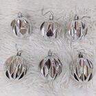 Bolinhas De Natal Pratas Brilhante Geométricas 6cm 6 Peças -