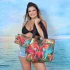 Bolsa De Lona Para Praia Com Nescessarie Feminina Araras-b1