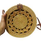 Bolsa De Ombro Rattan Bali Tendencia Verao Redonda Palha Moda