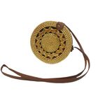 Bolsa De Ombro Tendencia Verao Bali Rattan Redonda Palha Moda