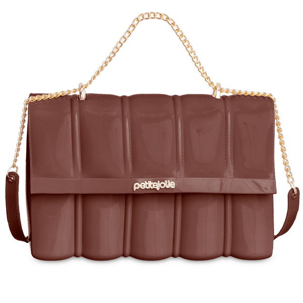 Bolsa Feminina Em J-lastic - Shine - Petite Jolie - Marrom Pj