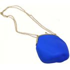 Bolsa Silicone Tiracolo Vintage Azul Com Correntes Douradas (