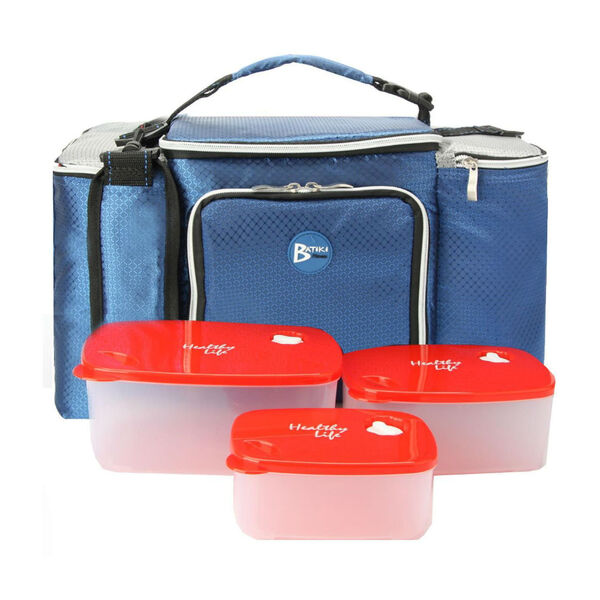 Bolsa Térmica Grande Com Acessórios 2055 Azul E Cinza