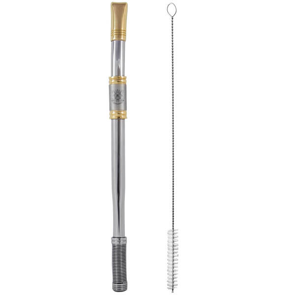 Bomba Acessório Chimarrão E Terere Inox Folhada A Ouro 18k Br