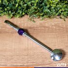 Bomba Chimarrão Aço Inox 25cm Pedra Decorativa Grande - Wp -