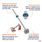 Bomba Chimarrão Com Rosca Aço Inox 23cm Pedra Decorativa - Az