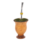 Bomba Chimarrão Compacta Com Rosca Aço Inox 19cm Pedra Decora