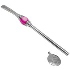 Bomba Chimarrão Pedra Ágata 25cm Aço Inox Bojo Removível Rosa