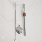 Bomba Chimarrão Pedra Ágata De Fogo 25cm Aço Inox Bojo Removí