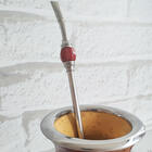 Bomba Chimarrão Pedra Ágata De Fogo 25cm Aço Inox Bojo Removí