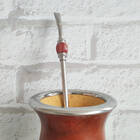 Bomba Chimarrão Pedra Ágata De Fogo 25cm Aço Inox Bojo Removí