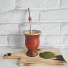 Bomba Chimarrão Pedra Ágata De Fogo 25cm Aço Inox Bojo Removí