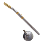 Bomba Chimarrão Rosca Aço Inox 304 Ouro 18k Pingente Desenho