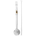 Bomba Chimarrão Tererê Aço Inox 23cm Com Rosca E Anel Com Pin