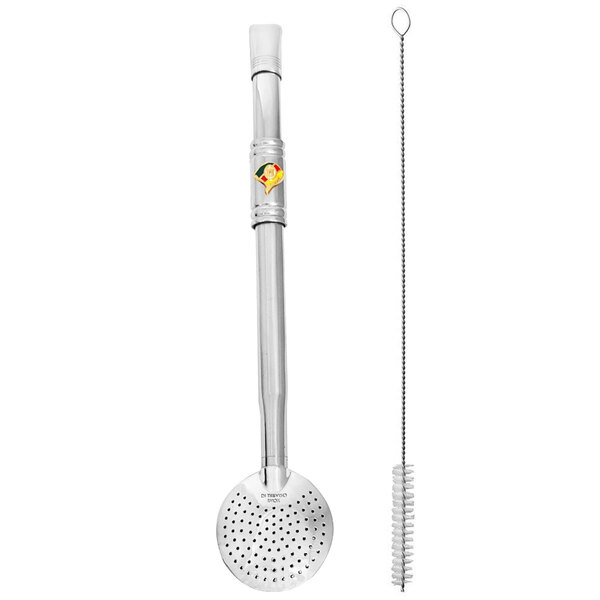 Bomba Chimarrão Tererê Aço Inox 23cm Com Rosca E Anel Com Pin