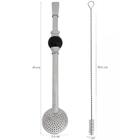 Bomba Para Chimarrão Inox 23cm Com Pedra Marrom Escovinha Lim