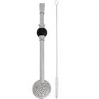 Bomba Para Chimarrão Inox 23cm Com Pedra Marrom Escovinha Lim