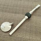 Bomba Para Chimarrão Inox 23cm Com Pedra Marrom Escovinha Lim