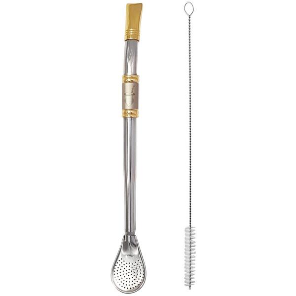 Bomba Para Mate Chimarrão Ou Terere 24cm Inox Ouro 18k Pera