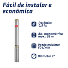 Bomba Submersa Caneta Palito 1/2hp 3pol Intech Machine Bsca3