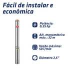 Bomba Submersa Caneta Palito 1/4hp 2,5 Intech Machine Bsca2 2