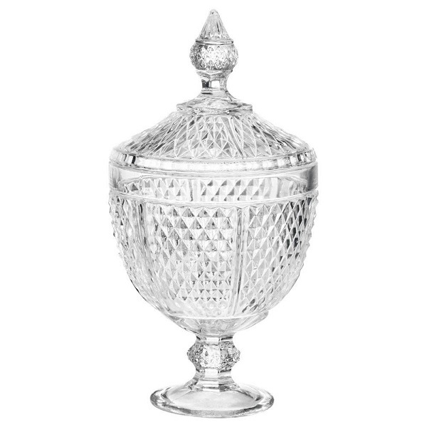 Bomboniere De Cristal Com Pe E Tampa Perseu 28cm Lyor 6648