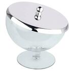 Bomboniere De Vidro Com Tampa Aço Inox Andrea Forma Inox