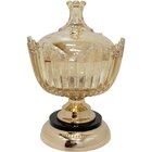 Bomboniere Decorativo Luxo Em Bronze De Vidro Com Tampa 25cm