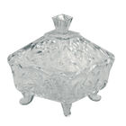 Bomboniere Grande De Vidro Transparente Com Tampa E Pezinho