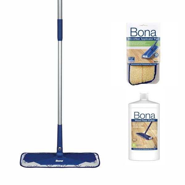 Bona Mop Microfibra+pad Aplicador +refresher Piso Madeira 1l