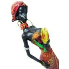 Boneca Africana Resina Mesa Vestido Vermelho (8047)