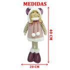 Boneca Decoração Menina Com Gorro Vestido Rosa Natalino 40cm