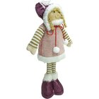 Boneca Decoração Menina Com Gorro Vestido Rosa Natalino 40cm