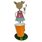 Boneca Porquinha Com Bicicleta De Ferro Para Enfeite E Decora