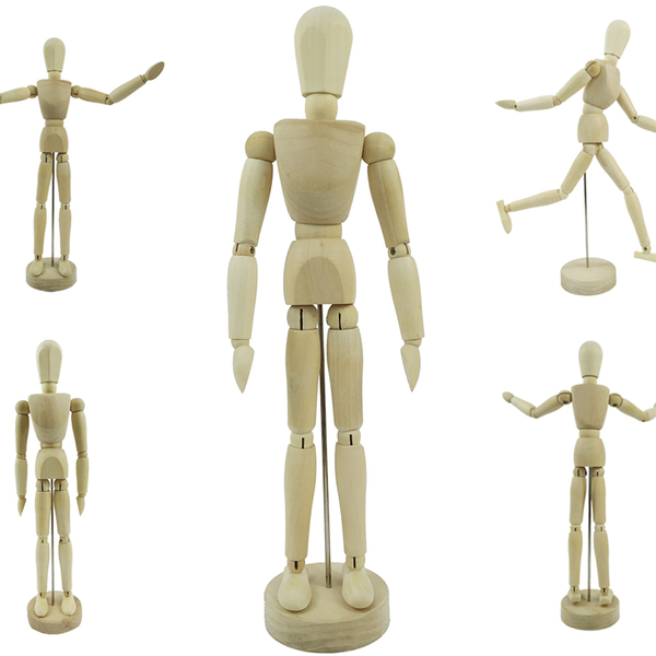 Boneco Articulado Grande 30cm De Madeira Modelo Humano Desenh