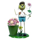 Boneco De Ferro Decorativo Menino Para Enfeite Flores E Jardi