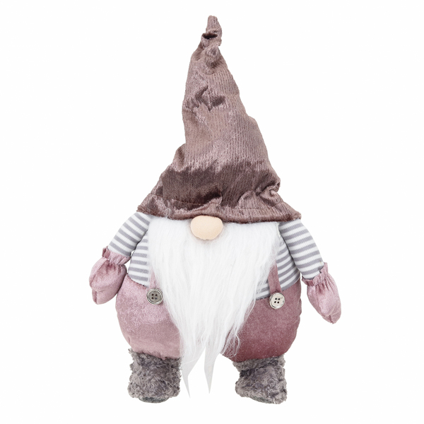 Boneco de Natal Gnomo Noel Tecido Rosé 38x10x22cm Grillo