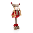 Boneco De Natal Menina Em Pé Vermelho E Marrom 40 Cm - D'rossi