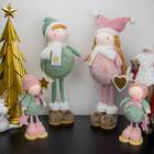 Boneco De Natal Menino Em Pé Verde E Rosa 20x12 Cm - D'rossi