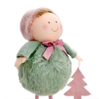 Boneco De Natal Menino Em Pé Verde E Rosa 20x12 Cm - D'rossi