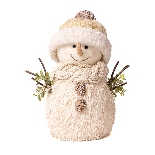BONECO DE NEVE COM CACHECOL E GORRO 34CM