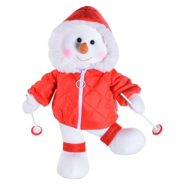 Boneco De Neve Com Casaco Noel Vermelho 37x24x12 1101455
