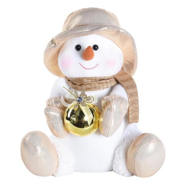 Boneco De Neve Sentado Com Bola Natal Ouro 26x22x16 1101473