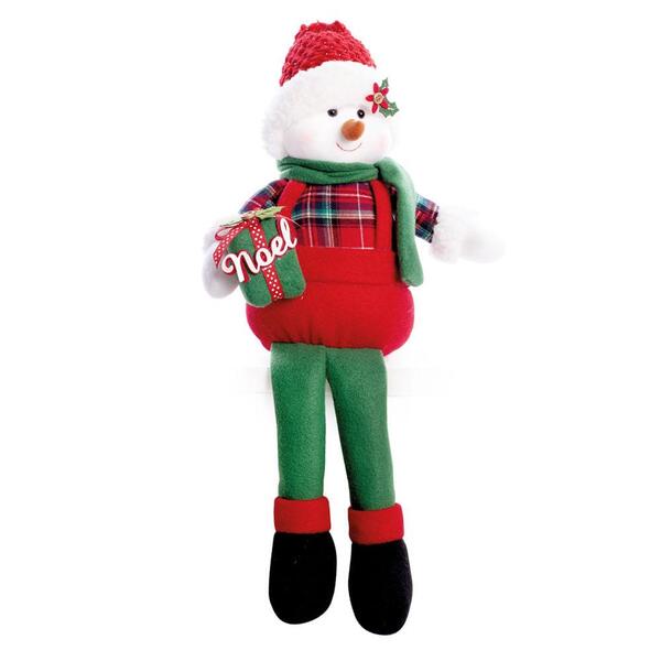 Boneco De Neve Xadrez Pto/vrm/vrd C/present 50x28x15 1101483