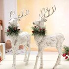 Boneco Decorativo Rena Branca Natalina Enfeite De Natal 34cm