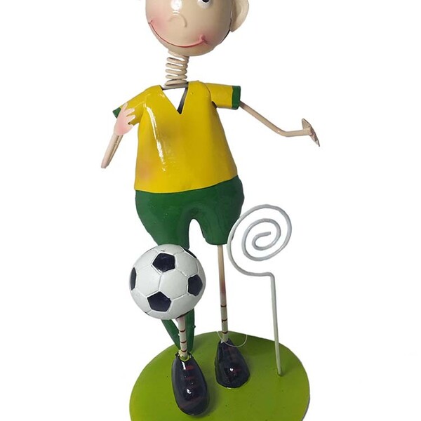 Boneco Enfeite De Mesa Estante Com Porta Recado Em Ferro Joga