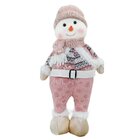 Boneco Natal Boneca De Neve Rosa Natalina 44,5cm